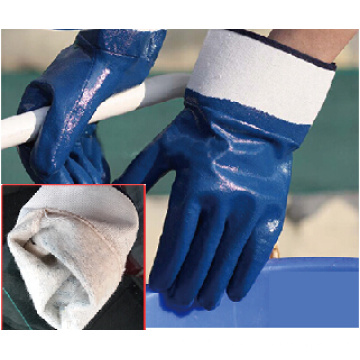 SRSAFETY heavy duty nitrile glove blue color safety cuff glove men glove